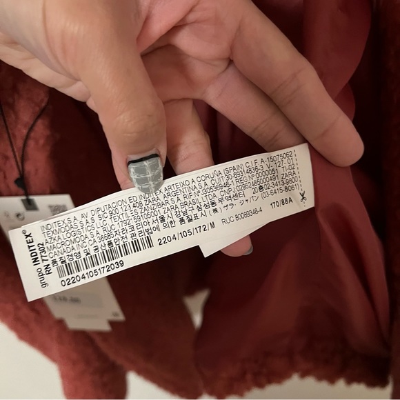 Zara Fleece Coat Marsala - Picture 9 of 9